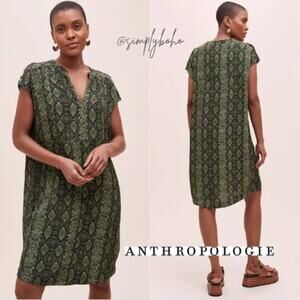 NWOT Anthropologie RACHEL women's Snake Print Tunic sleeveless Midi Dress LARGE